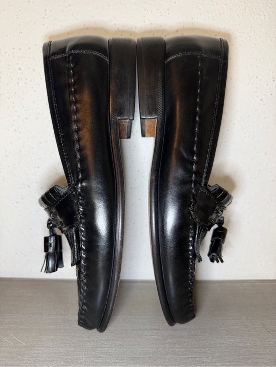Vintage Giorgio Brutini Vegas Black Woven Leather Tassel Loafers Men\'s 9.5 W